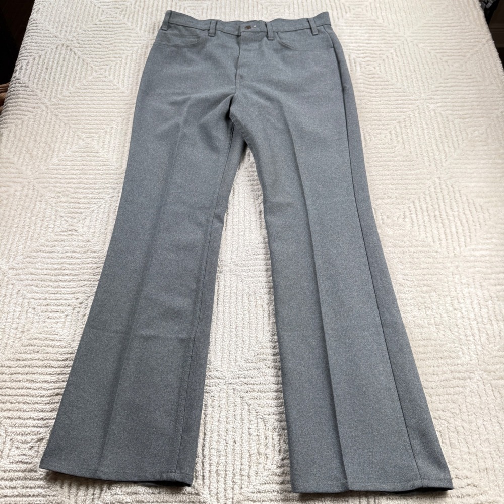 Vintage 70s Levis 517 Sta Prest Trousers Mens 36x32 Grey Bootcut Talon Western